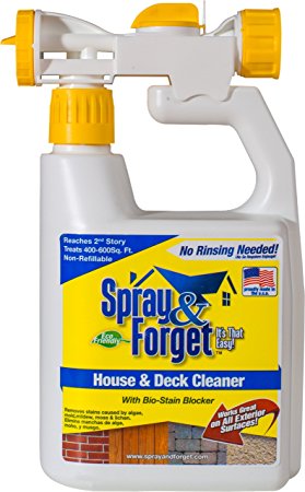 Spray & Forget House & Deck Cleaner with Hose End Sprayer, 32 oz Bottle, 1 Count, Outdoor Cleaner, Mold Remover, Mildew Remover
