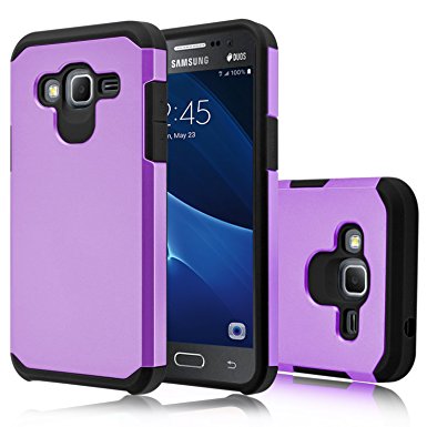 Galaxy J3 V Case, Galaxy J3 Case (2016), Venoro [Shockproof] Armor Hybrid Defender Rugged Protective Case Cover For Samsung Galaxy J3 / Express Prime / Amp Prime (Purple)