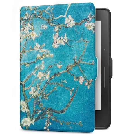 Ayotu Case for Kindle Voyage E-reader Auto Wake and Sleep Smart Protective Cover, For Amazon 2014 Kindle Voyage Case Painting Series KV-09 The Apricot Flower