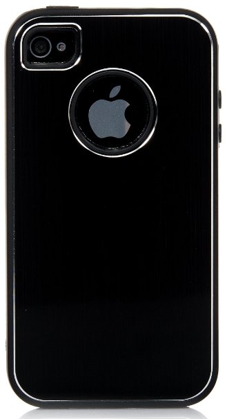 iPhone 4S Case iPhone 4 Case iSee Case TM Luxury Tuff Super Armor Hybrid Dual Layer Protective Cover for Apple iPhone 4 4S4S-Metal Black