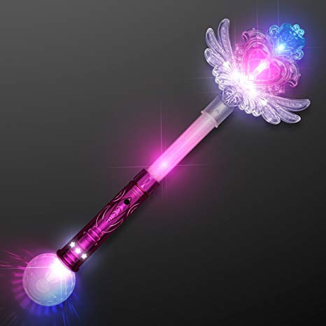 FlashingBlinkyLights Light Up LED Sparkling Fairy Winged Heart Wand