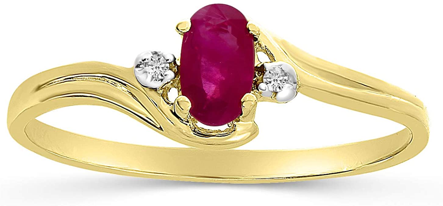 Ruby and Diamond Ring in 10K Yellow Gold