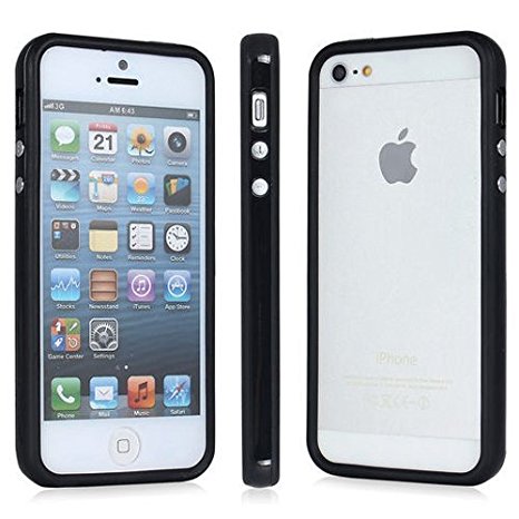 Black Bumper Rim Case Cover For I Phone 4/4G/4S With Metal Buttons By Connect Zone®