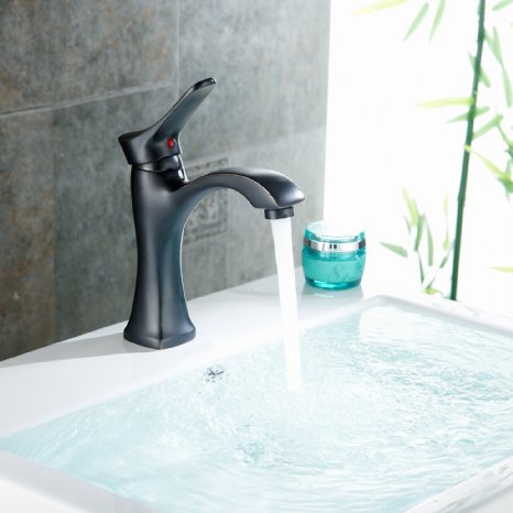 Aquafaucet Oil Rubbed Bronze Lavatory Deck Mounted Single Handle Centerset Faucet Bathroom Basin Sink Vessel Mixer Tap