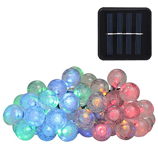 Outop 23ft/50LED Crystal Ball Waterproof Outdoor String Lights Solar Powered Globe Fairy String Lights for Garden, Home, Christmas Tree, Parties (50LED-Crystal Ball, Multiple Color)