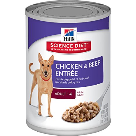 Hill's Science Diet Adult Beef and Chicken Entrée Dog Food 13 Oz. (370gm) Can (Pack of 12)