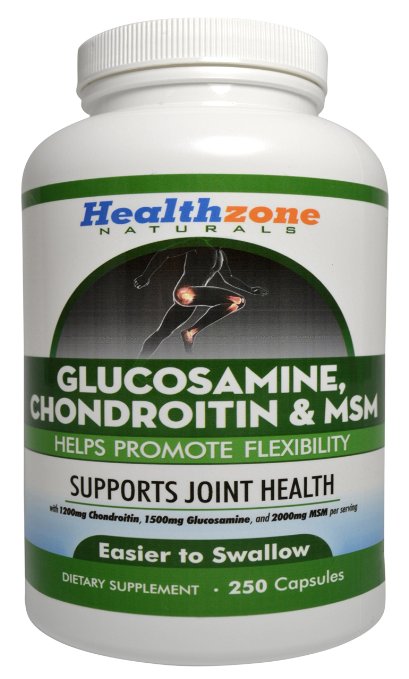 Glucosamine Chondroitin MSM Joint Support Health Supplement - Relieve Knee, Hip, Finger, Wrist, Elbow, Shoulder, Lower Back, Joint Pain & Sore Knees - 1500 mg Glucosamine Sulfate - 250 Capsules
