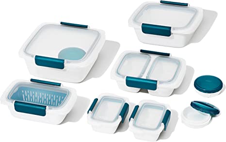 OXO Good Grips Prep & Go 20 Piece Set | Leakproof Food Storage | Ideal for leftovers, meal prep and work lunches | BPA Free | Microwave Safe | Dishwasher Safe | Freezer Safe | Odor and Stain Resistant