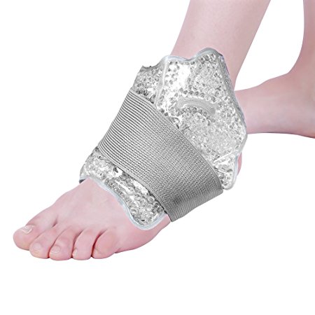 Ice Gel Pack Sport Ankle/Foot Wrap with Straps, Reusable Hot Cold Pack Non Toxic Gel Heating Pad for Injuries & Pain Relief（9.8x6.10inch)