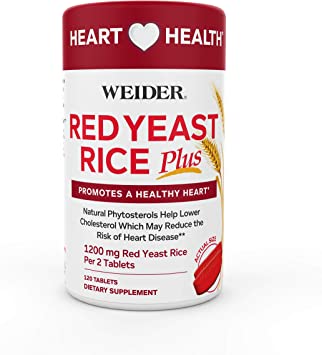 Weider Red Yeast Rice Plus Phytosterols 1200 mg per 2 Tablets 180-Count