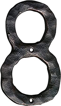 NACH, JS-RUSTICNUMBER Rustic Hammered Solid Cast Iron House Numbers, #8, Black, 5.5 Inches