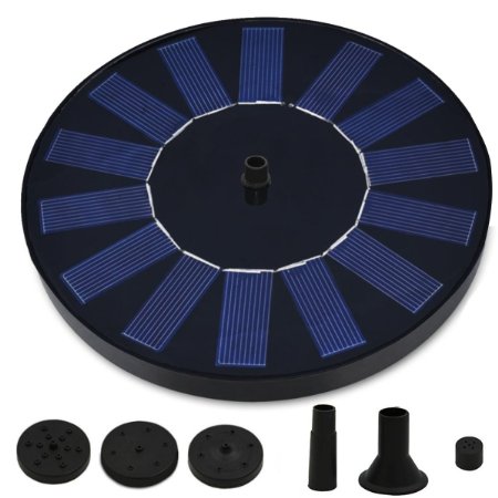 Cute Solar Powered Bird bath Fountain Pump, Free Standing Garden 1.4W Solar Panel Kit Water Pump, Outdoor Watering Submersible Pump (Circle)-By Ankway (Birdbath & Stand Not Included)