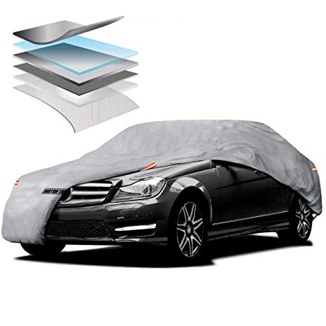 Motor Trend M5-CC-5 XXL Car Cover (7-Series Defender Pro - Waterproof for All Weather - Snow, Wind, Rain & Sun - Ultra Heavy 6 Layers - Fits Up to 228")