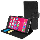 iPhone 6s Case Snugg8482 - Premium Stylish Leather Wallet Cover Case Black with Lifetime Guarantee NuBuck Fiber Interior Credit Card Holder and Flip Stand for the New Apple iPhone 6s and 6