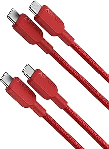 Anker 240W USB C to USB C Cable (2Pack,3ft), USB C Charger Cable Fast Charge for iPhone 15, MacBook Pro 2020, iPad Pro 2020, iPad Air 4, Samsung Galaxy S23 /S23 Ultra(USB 2.0, Red)