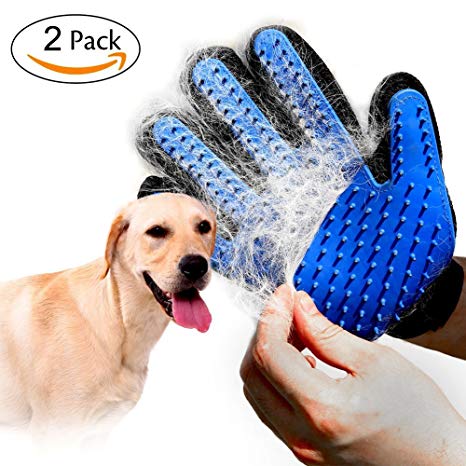 Pet Dog Deshedding Brush Massage Tools Gloves，Cat Grooming Glove Hair Removal Shedding Puppy Hair Remover Mitt for Horses,Rabbits Long and Short Fur -1 Pair