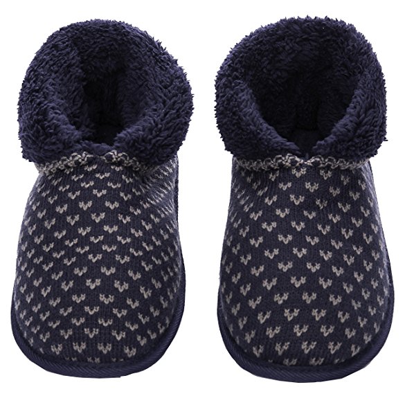 Noble Mount Men's Premium Knit Short Boot Slipper
