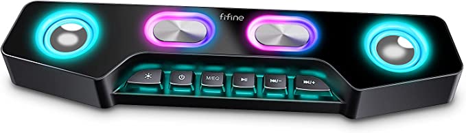 FIFINE Computer Speaker, Bluetooth Wireless Gaming RGB Desktop Speaker, Aux-in Wired Jack, USB Powered, for PC Laptop Phones, External E-Sport Speaker for Streaming Party-AmpliGame A16 (Black)