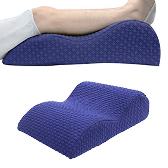 TOPARCHERY Orthopedic Elevated Leg Pillow Bed Wedge Massage Memory Foam Knee Pillow Improved Circulation Sciatic Nerve Pain Relief with Washable Cover (Navy Blue)