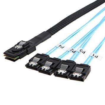 CableCreation Mini SAS 36Pin (SFF-8087) Male to 4 SATA 7Pin Female Cable, Mini SAS Host/Controller to 4 SATA Target/Backplane, 1.0M