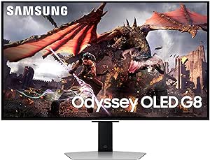 Samsung 32 Inch G8 OLED Silver G-Sync Compatible Gaming Monitor with 240 Hz Refresh Rate, 0.03 ms, AI Powered Gaming Hub- (LS32DG802SNXZA) [Canada Version] (2024)