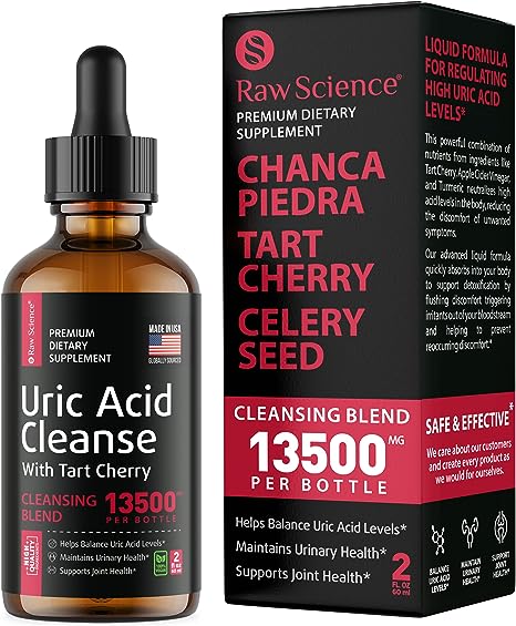 Uric Acid Drops - Chanca Piedra, Tart Cherry Extract, Celery Seed, Dandelion Root, Turmeric Curcumin - Liquid Kidney Cleanse & Joint Support - Uric Acid Cleanse for Men & Women, Vegan Formula 2oz