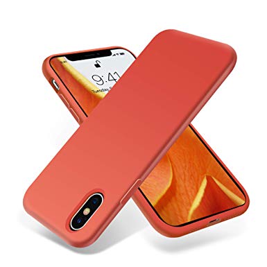 OTOFLY iPhone Xs Max Case,Ultra Slim Fit iPhone Case Liquid Silicone Gel Cover with Full Body Protection Anti-Scratch Shockproof Case Compatible with iPhone Xs Max, [Upgraded Version] (Nectarine)