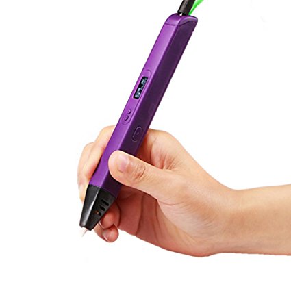 Soyan Professional 3D Pen with OLED Display, Comes With ABS Filament Sample and Drawing Templates (Purple)