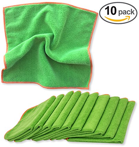 10 Antibacterial Microfiber Cloth 12" Towels | EPA Registered With Silverclear For Cleaning Kitchen, Bath or Car Auto Detailing | Kills Viruses, Bacteria, Staph and MERSA | Washable reusable washcloth