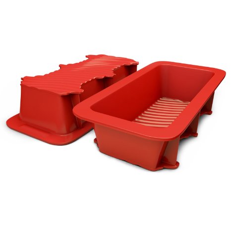 Silicone Bread and Loaf Pan Set of 2 Red, Nonstick, Commercial Grade Plus Bread Recipe Ebook