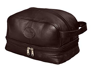 Mens Toiletry Bag Shaving Dopp Case For Travel by Bayfield Bags (Brown) Men's Shower Bag For Bathroom Hygiene. Holds Beard Trim Kit Accessories and Body Shavers.