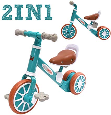 ChromeWheels 2 in 1 Balance Bike Toddler Trike for 2-4 Years Old Kids, 3-Wheels with Detachable Pedal, Best Gifts Riding Toys for Girls Boys