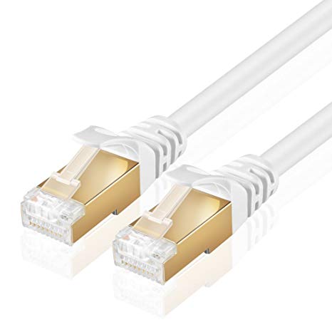 TNP Products TNP Cat6 Ethernet Patch Cable - Professional Gold Plated Snagless RJ45 Connector Computer Networking LAN Wire Cord Plug Premium Shielded Twisted Pair (6FT, White)