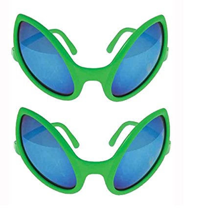 Green Alien Glasses 5 1/2 Inch Sunglasses - 2 Pack