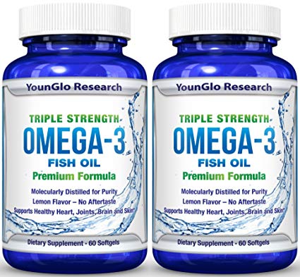 Fish Oil Pills - Pharmaceutical Quality - Triple Strength Omega 3 Burpless Capsules (2 Pack)