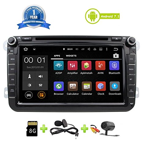 Car Stereo Touch Screen Bluetooth GPS DVD Double Din In Dash Sat Navigation Vehicle Head Unit for VW Volkswagen Jetta Golf Passat Tiguan T5 VW Skoda Seat Hands Free Call Free Map Backup Camera