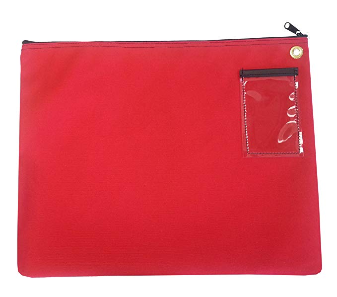 Interoffice Mailer Canvas Transit Sack Zipper Bag 18w x 14h Red