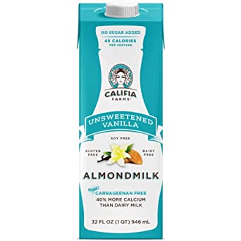 Califia Farms - Shelf Stable Almond Milk, Unsweetened Vanilla, 32 Oz (Pack of 6) | Non Dairy | Nut Milk | Vegan | Plant Based | Sugar Free| Keto Friendly | Whole30 | Non-GMO