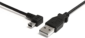 StarTech.com 3 ft. (0.9 m) Left Angle Mini USB Cable - USB 2.0 A to Left Angle Mini B - Black - Mini USB Cable (USB2HABM3LA)