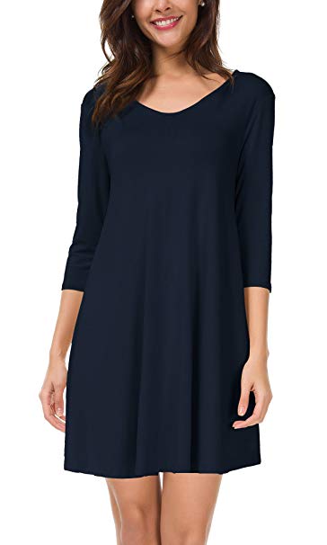 Urban CoCo Women's 3/4 Sleeve Long Casual Loose T-Shirt Dress