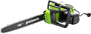 Greenworks 14.5 Amp 18" Corded Electric Chainsaw, Model 20332 with Oregon Bar & Chain, Automatic Oiler, and Tool-Free Chain Tensioning