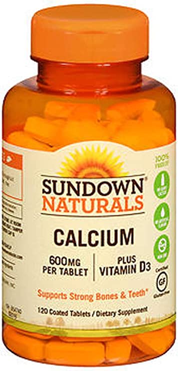 Sundown Naturals Calcium 600 mg plus Vitamin D3 Tablets - 120 ct, Pack of 3