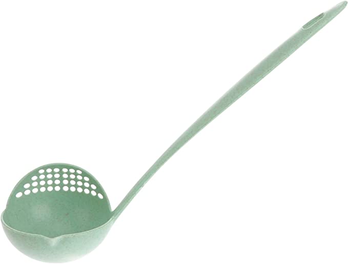 DOITOOL Soup Ladle Plastic Straining Ladle 2 In 1 Large Soup Spoon with Filter Strainer Reusable Kitchen Utensil Soup Pan Ladle for Cooking Stirring Canning Ladle