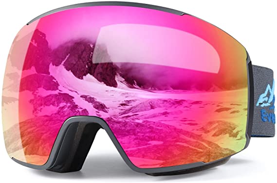 EverSport M81 Ski Goggles Pro, Magnetic Snowboard Snow Goggles for Women Men, UV Protection