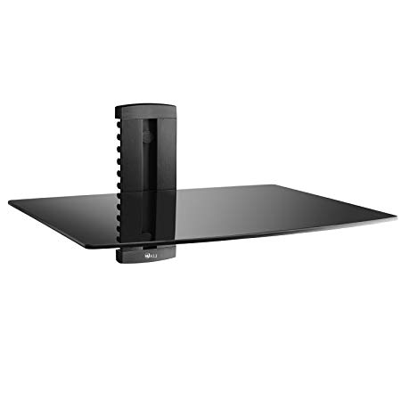 WALI CS201-1 Floating Wall Mounted Shelf with Strengthened Tempered Glasses for DVD Players,Cable Boxes, Games Consoles, TV Accessories, 1 Shelf, Black