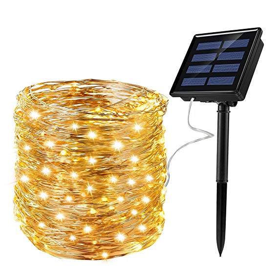 Solar Fairy Lights Waterproof 72ft 200LED Small Solar Lights String Outdoor 8 Modes for Christmas, Patio,Garden,Gate,Art Party Wedding Warm White for Heeopw