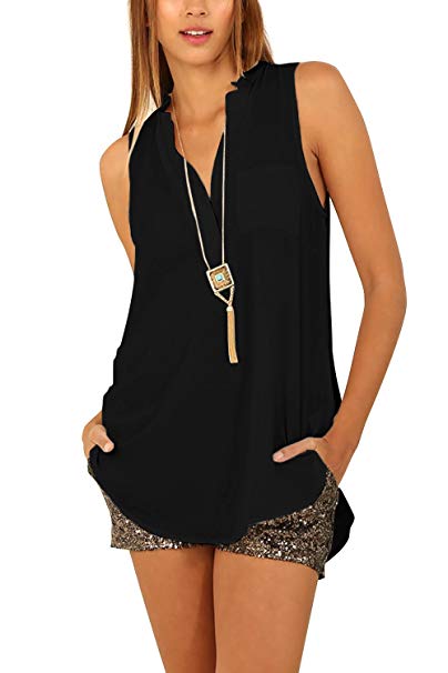 Eliacher Women Sleeveless Blouse Comfy Stretch Loose Casual Shirts