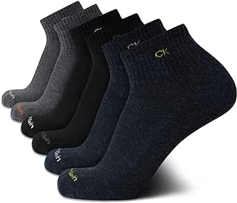 Calvin Klein Men's Socks - Athletic Cushioned Quarter Cut Socks (6 Pack)