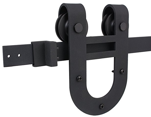 TMS SlidingDoorHardware-OJ-TSQ06-Dark Horseshoe Barn Wood Sliding Door Hardware Track Set, European Antique