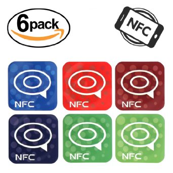 ChiTronic 6-Pack NFC Ntag203 Programmable Near Field Communication Tags RFID Adhesive Label Sticker for Samsung Galaxy S6 S5 S4 Note 4 HTC One First One X Droid DNA Sony Xperia Nexus